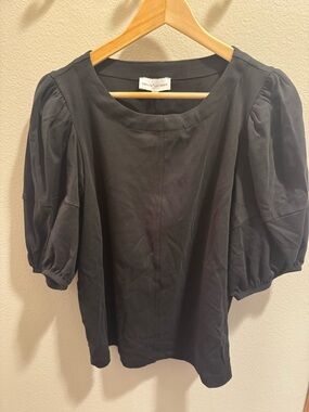 Gibson*Latimer Black Puff Sleeve Top Sz Large NWT